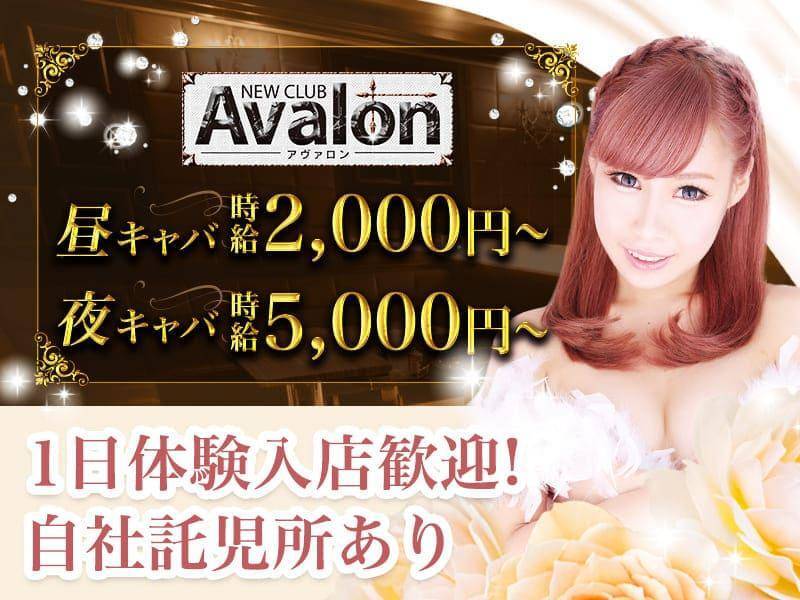 NEW CLUB Avalon
アヴァロン
昼キャバ　時給2000円～
夜キャバ　時給5000円～
1日体験入店歓迎
自社託児所あり